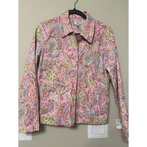Vintage Baxter & Wells Women M Jacket Paisley Brocade Button Front Casual Blazer